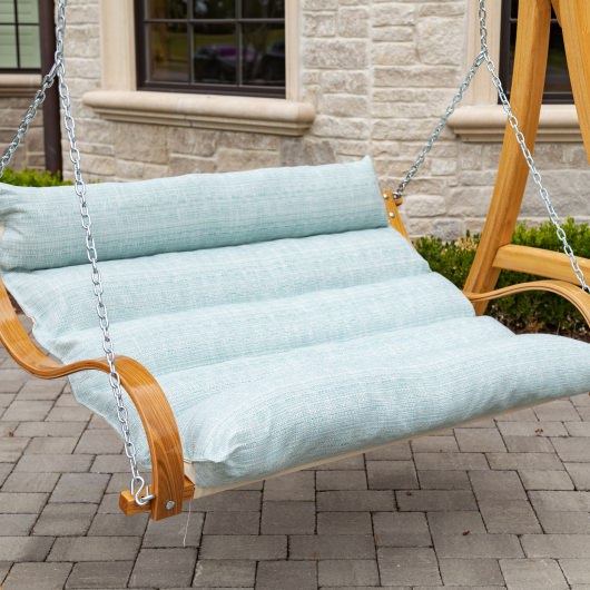 Curved Oak Double Deluxe Bella Dura Cushion Swing - Lansinger Seaglass