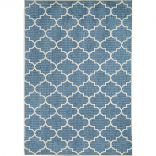 Blue and Champagne Seashells Porch Rug
