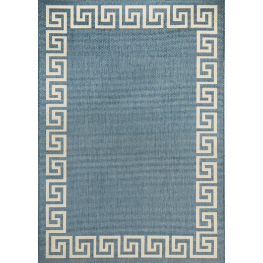 Blue and Champagne Waves Porch Rug