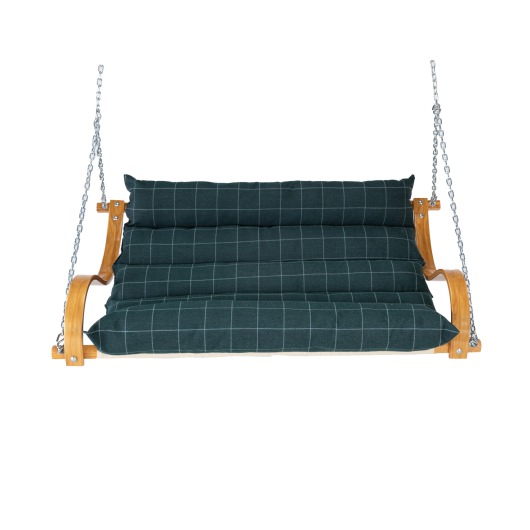 Curved Oak Double Deluxe Sunbrella Cushion Swing - Wentworth Juniper