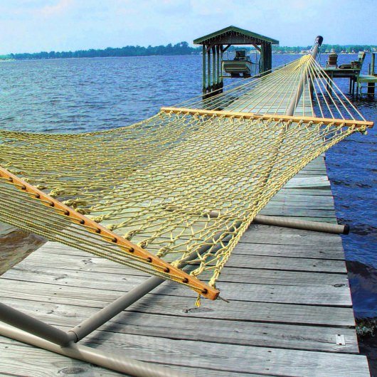 Large DURACORD® Rope Hammock with TRI-BEAM® Steel Hammock Stand and Hammock Pillow