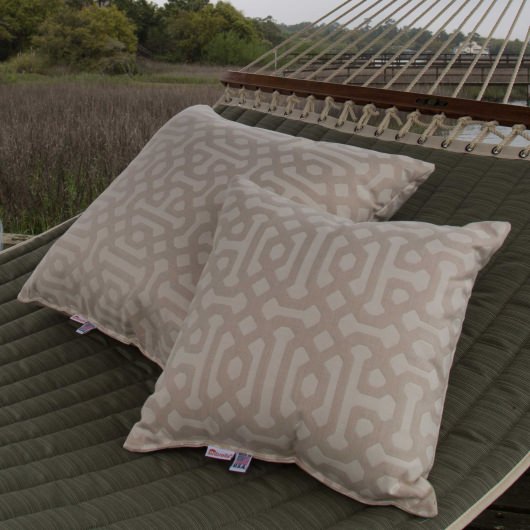 Fretwork Flax Sunbrella Outdoor Throw Pillow
