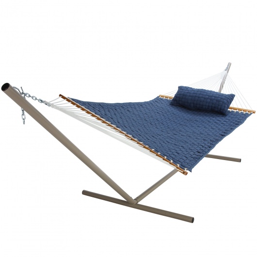Large Soft Weave Hammock with TRI-BEAM® Steel Hammock Stand with Soft Weave Pillow