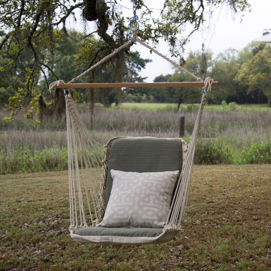 Single Cushioned Swing Made with Sunbrella - Dupione Laurel