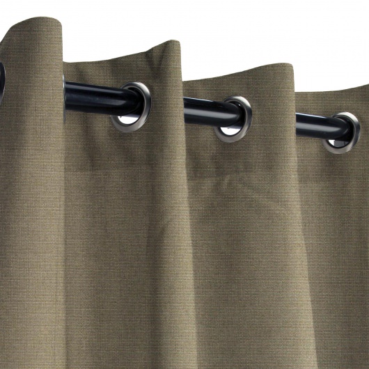 Sunbrella Canvas Taupe Outdoor Curtain with Nickel Plated Grommets