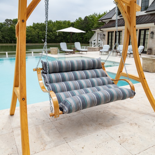 Curved Oak Double Deluxe Sunbrella Cushion Swing - Trusted Coast
