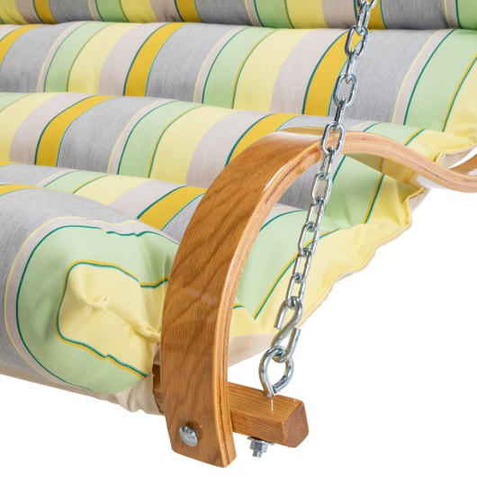 Curved Oak Double Deluxe Sunbrella Cushion Swing - Expand Citronelle