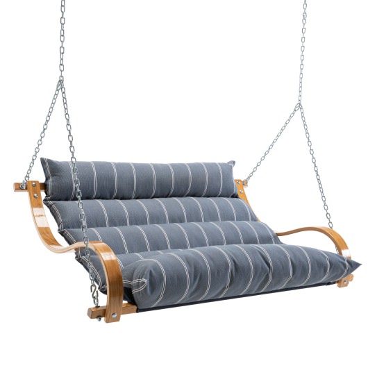 Curved Oak Double Deluxe Sunbrella Cushion Swing - Equal Ink