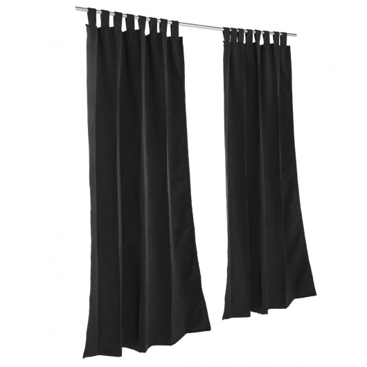 Sunbrella Canvas Black Outdoor Curtain with Tabs