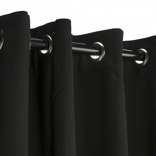 Sunbrella Canvas Black Outdoor Curtain with Grommets