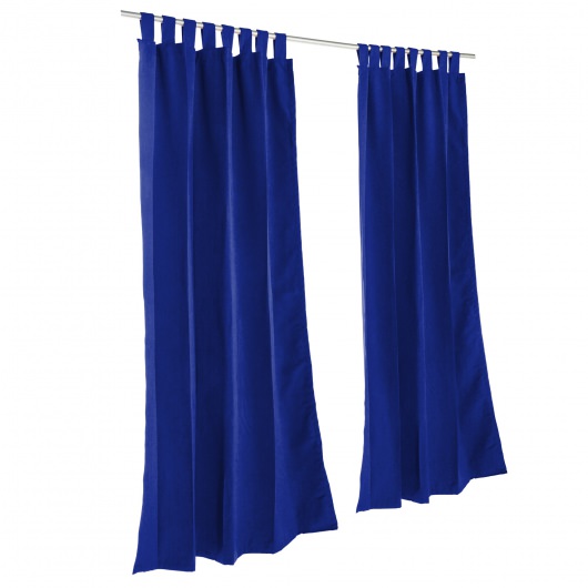 Sunbrella Canvas True Blue Outdoor Curtain with Tabs