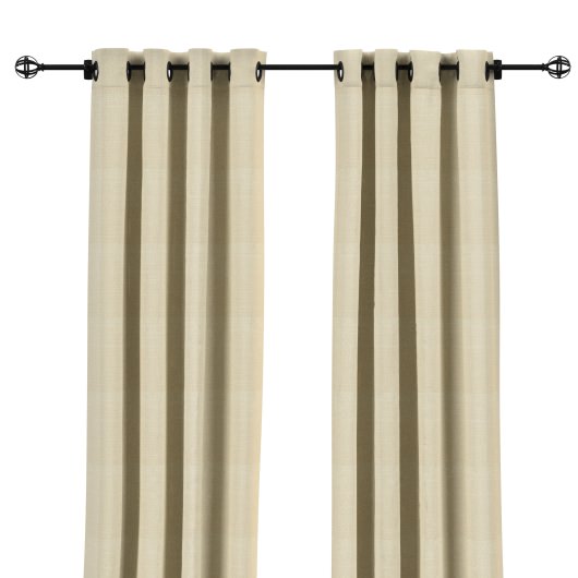 Sunbrella Linen Antique Beige Outdoor Curtain with Nickel Plated Grommets