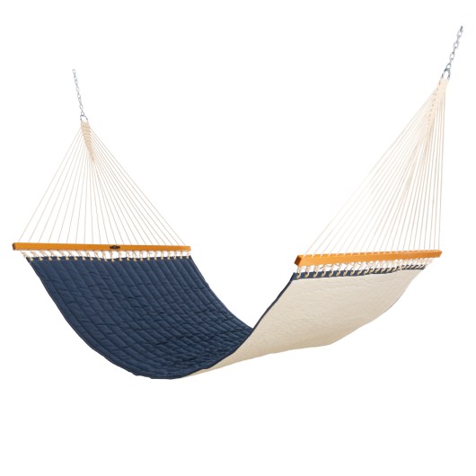 Large Quilted Sunbrella Fabric Hammock with Metal Stand and Optional Hammock Pillow
