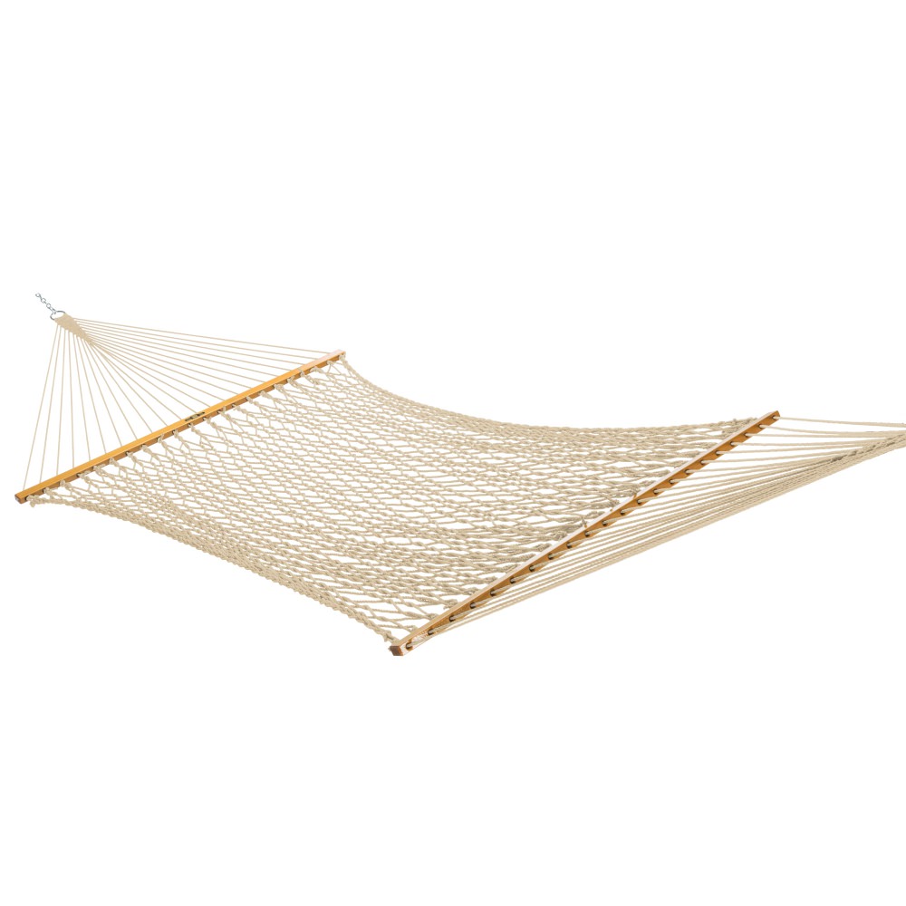 Large DuraCord Rope Hammock with Tri-Beam Steel Hammock Stand and Optional Long Plush Hammock Pillow