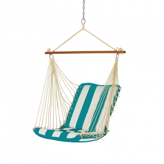 Sunbrella Cushioned Single Swing - Resort Jade Stripe
