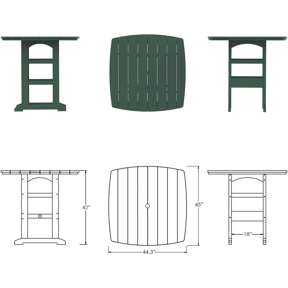 DURAWOOD® Poly Bar Height Table - 46 in. x 45 in.