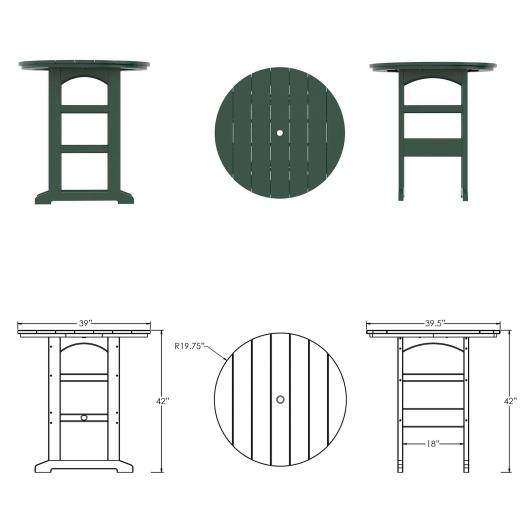DURAWOOD® Poly Round Bar Height Table - 39.5 in.
