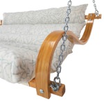 Curved Oak Double Deluxe Bella Dura Cushion Swing - Atoll Mist