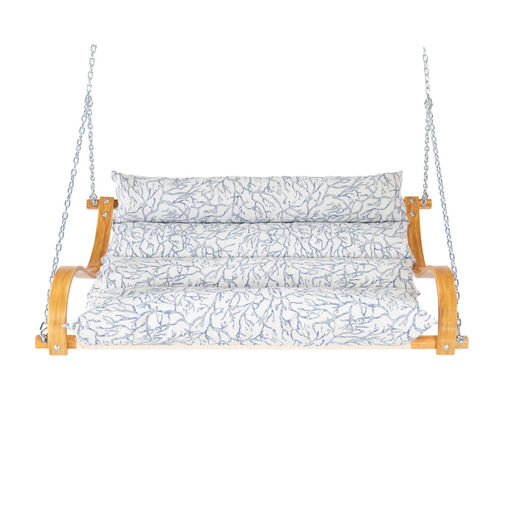 Curved Oak Double Deluxe Bella Dura Cushion Swing - Atoll Royalty