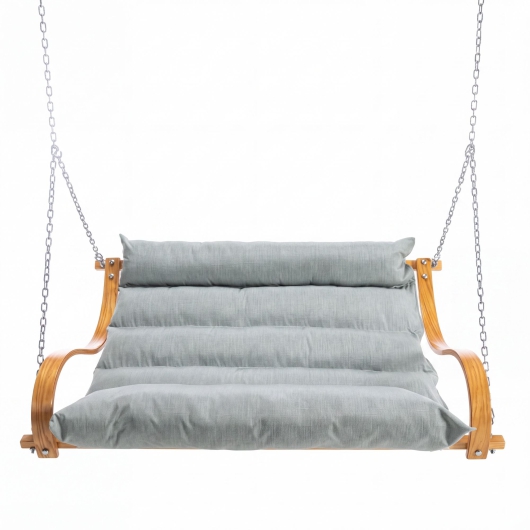 Curved Oak Double Deluxe Sunbrella Cushion Swing