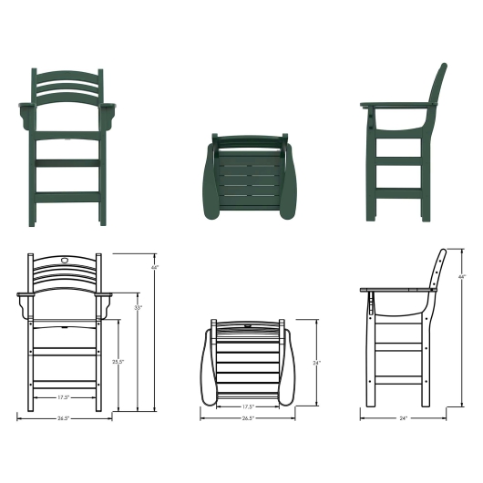 DURAWOOD® Poly Casual Counter Height Chair with Arms