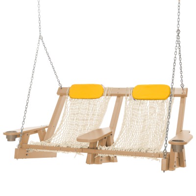 Coastal Cedar Double Rope Swing With Two Free Head Pillows