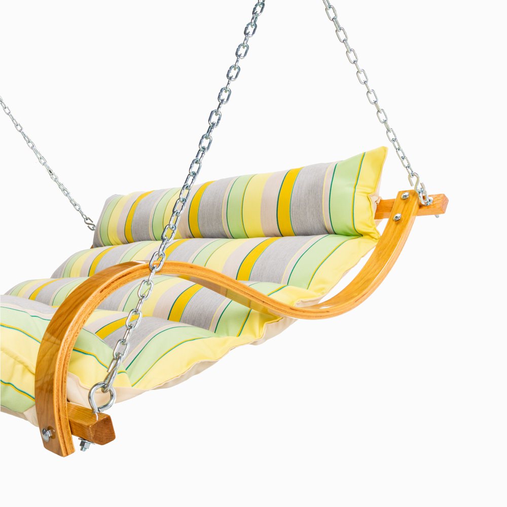 Deluxe Sunbrella Cushion Curved Oak Double Swing - Expand Citronelle