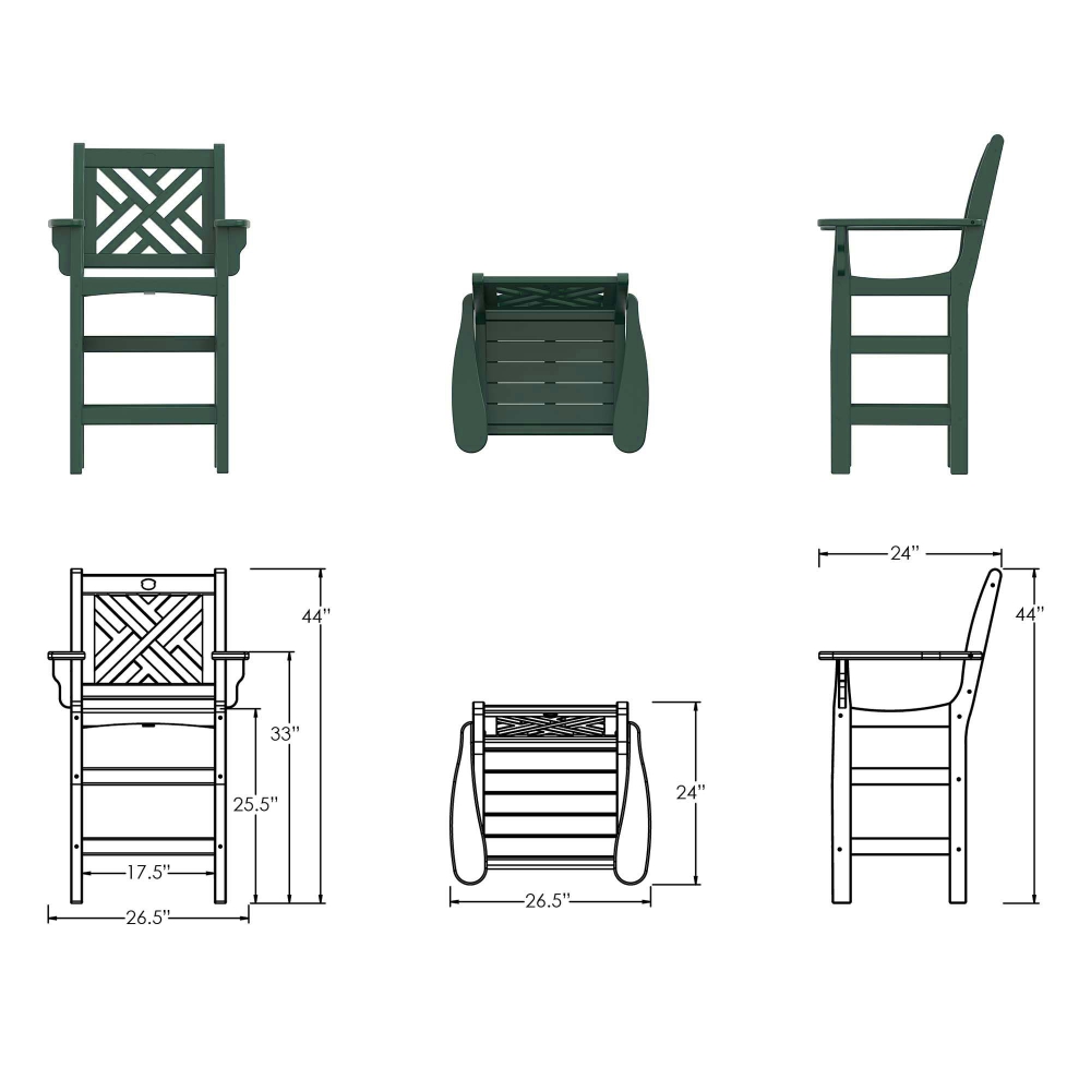 DURAWOOD® Poly Chippendale Counter Height Chair with Arms
