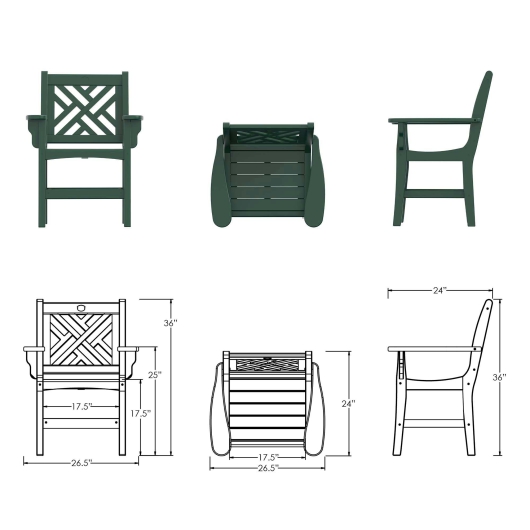 DURAWOOD® Poly Chippendale Dining Chair With Arms
