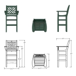 DURAWOOD® Poly Chippendale Bar Height Chair with Arms