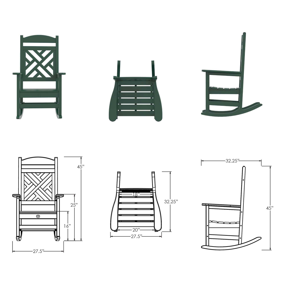 DURAWOOD® Poly Chippendale Porch Rocker
