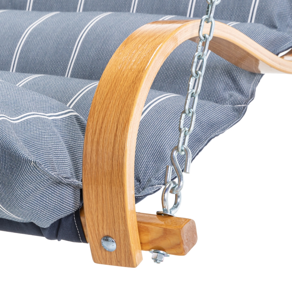 Curved Oak Double Deluxe Sunbrella Cushion Swing - Equal Ink