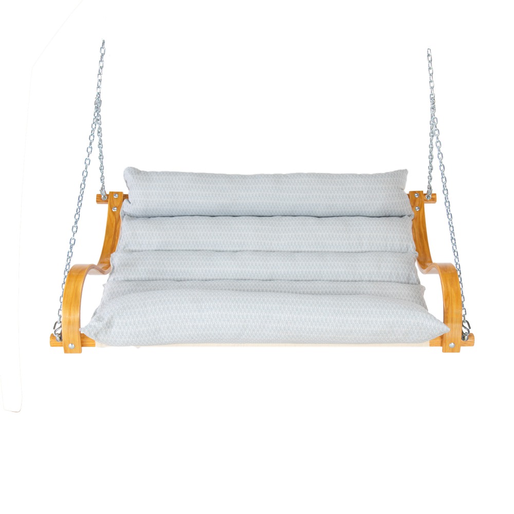 Curved Oak Double Deluxe Bella Dura Cushion Swing - Festoon Mist