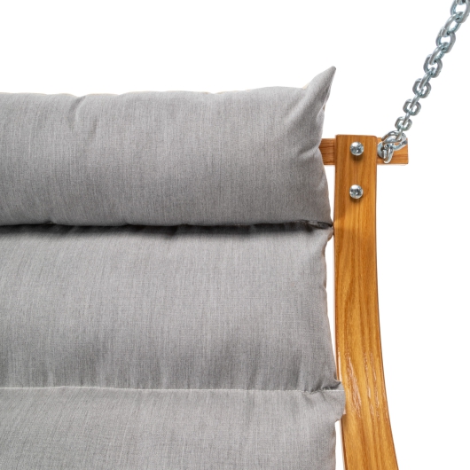 Curved Oak Double Deluxe Sunbrella Cushion Swing - Canvas Granite