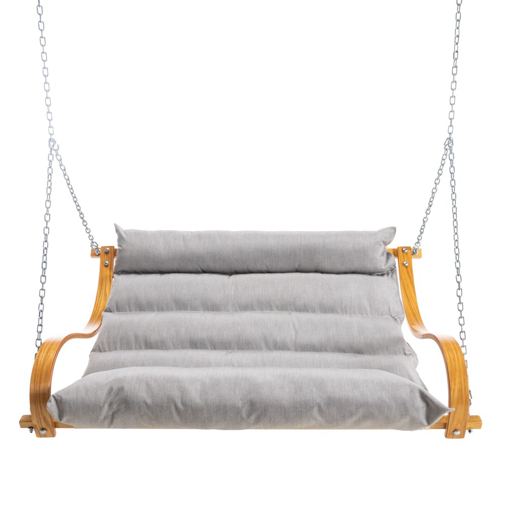 Curved Oak Double Deluxe Sunbrella Cushion Swing - Canvas Granite