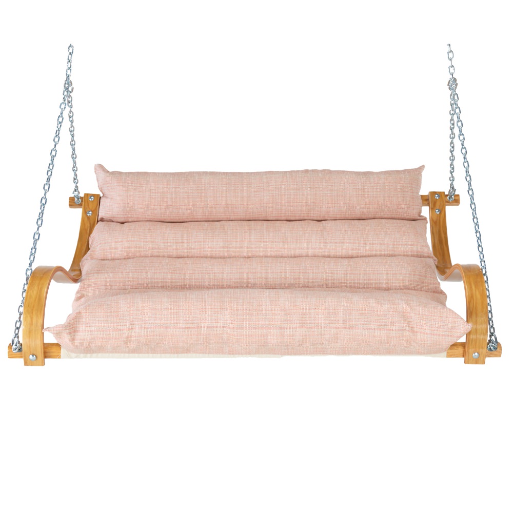 Curved Oak Double Deluxe Bella Dura Cushion Swing - Lansinger Flamingo