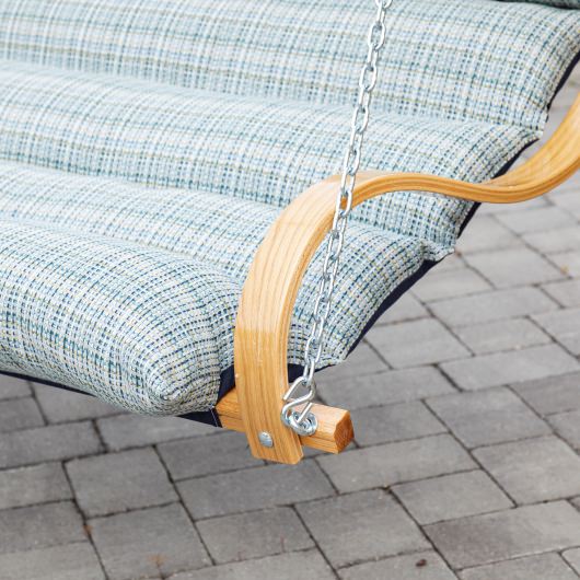 Curved Oak Double Deluxe Sunbrella Cushion Swing - Principle Lagoon