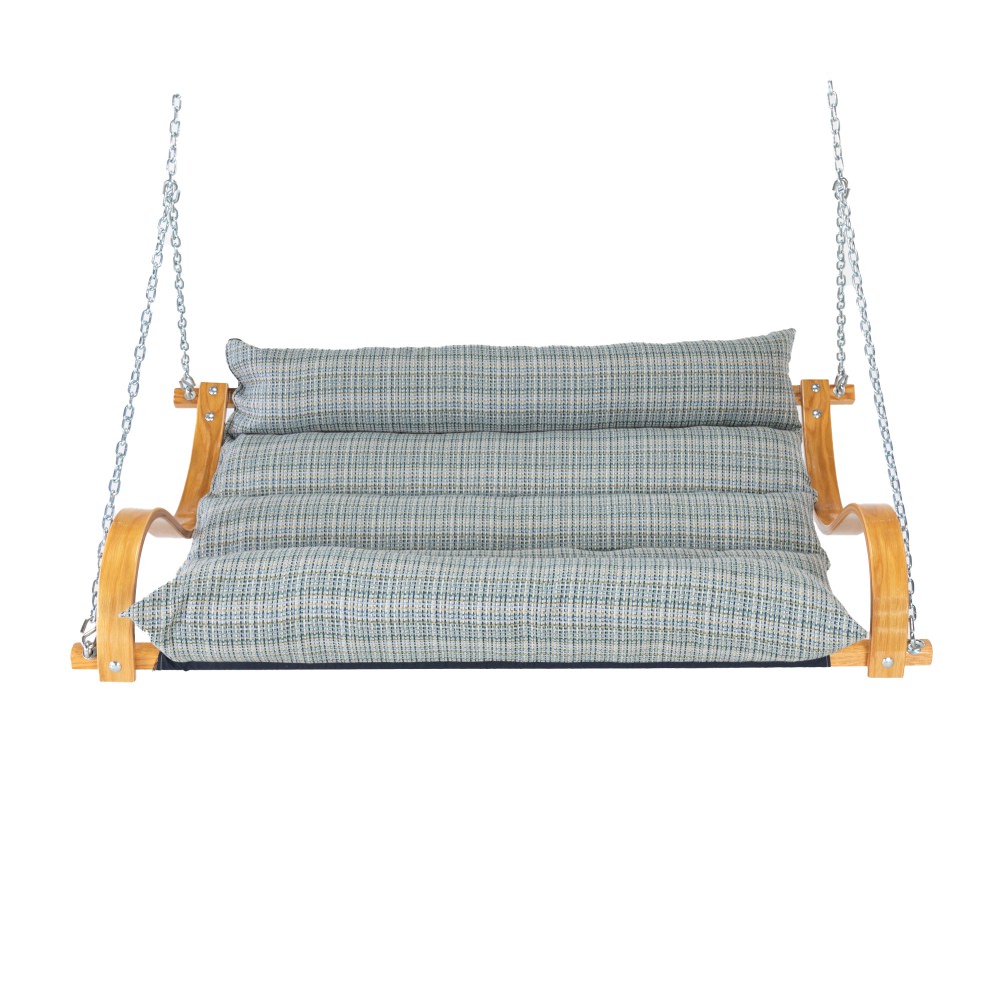 Curved Oak Double Deluxe Sunbrella Cushion Swing - Principle Lagoon