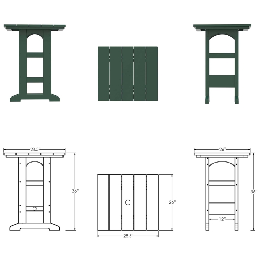 DURAWOOD® Poly Counter Height Table - 28 in. x 26 in.