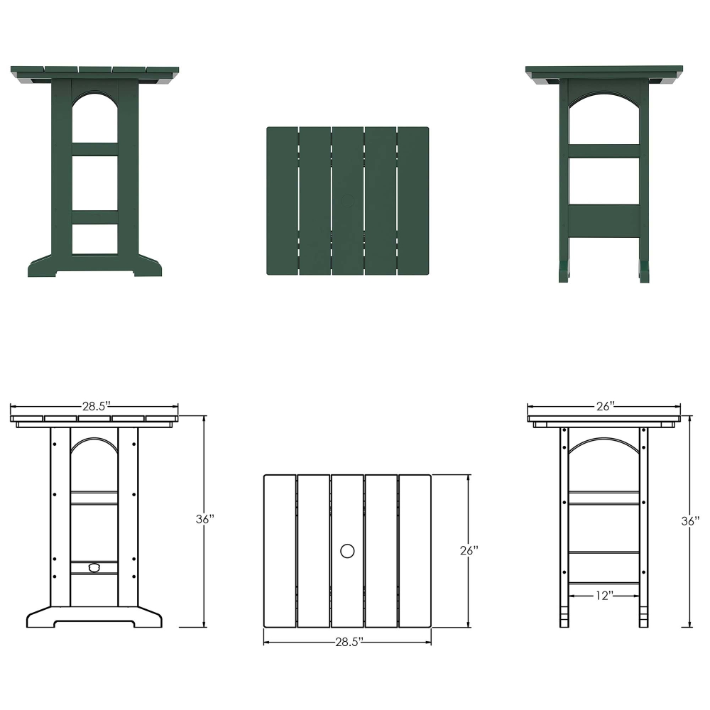 DURAWOOD® Poly Counter Height Table - 28 in. x 26 in.