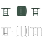 DURAWOOD® Poly Counter Height Table - 46 in. x 45 in.