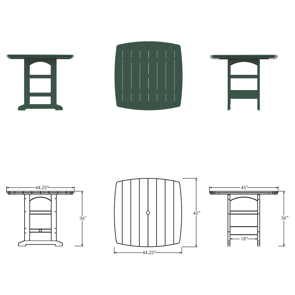 DURAWOOD® Poly Counter Height Table - 46 in. x 45 in.