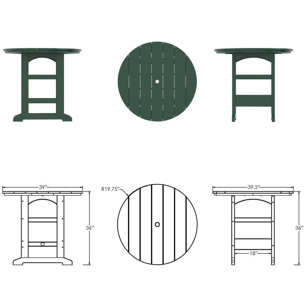 DURAWOOD® Poly Round Counter Height Table - 39.5 in.