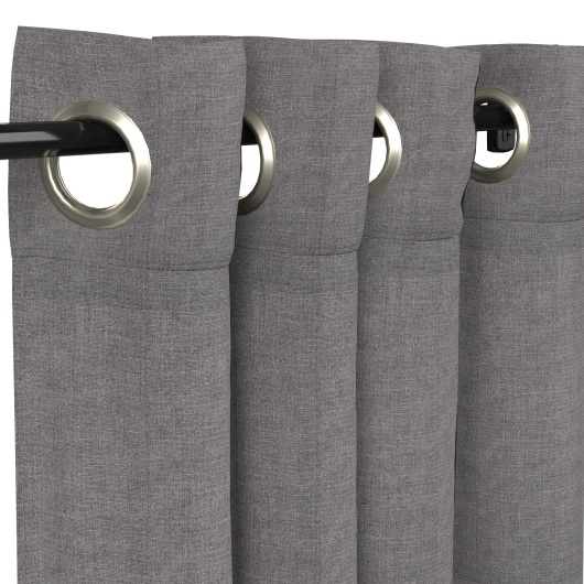 Sunbrella Cast Slate Outdoor Curtain with Nickel Plated Grommets