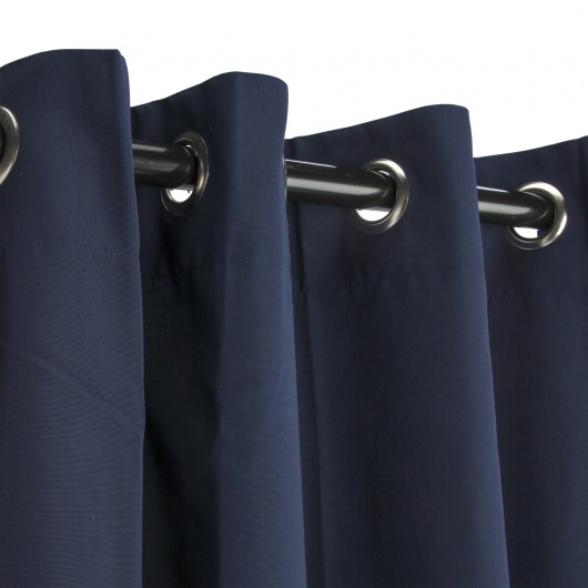 Sunbrella Canvas Navy Outdoor Curtain with Grommets