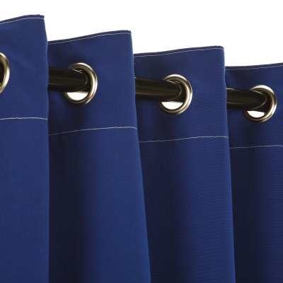 Sunbrella Canvas True Blue Outdoor Curtain with Plated Grommets