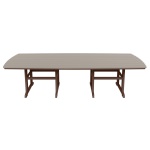 DURAWOOD® Poly Dining Table 44.5 in. x 120 in. - Chocolate and Weatherwood