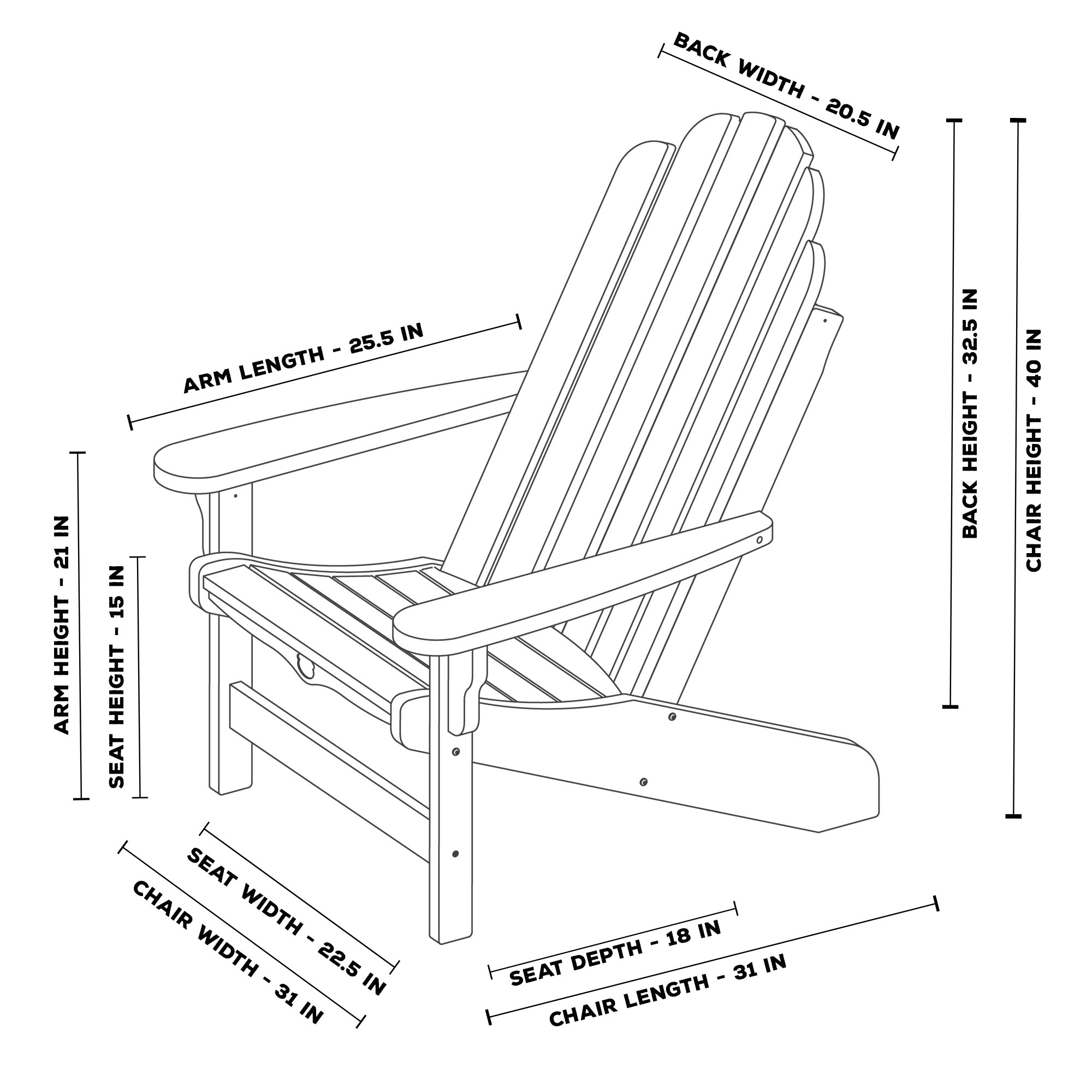Садовое кресло Adirondack Chair чертеж