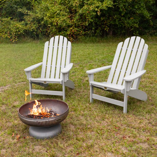 DURAWOOD® Poly 2 Piece Essentials Adirondack Chair and 24 in. Fire Pit Combo