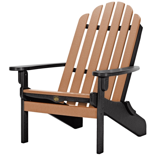 DURAWOOD® Poly Lumber Essentials Folding Adirondack Chair - Black and Cedar